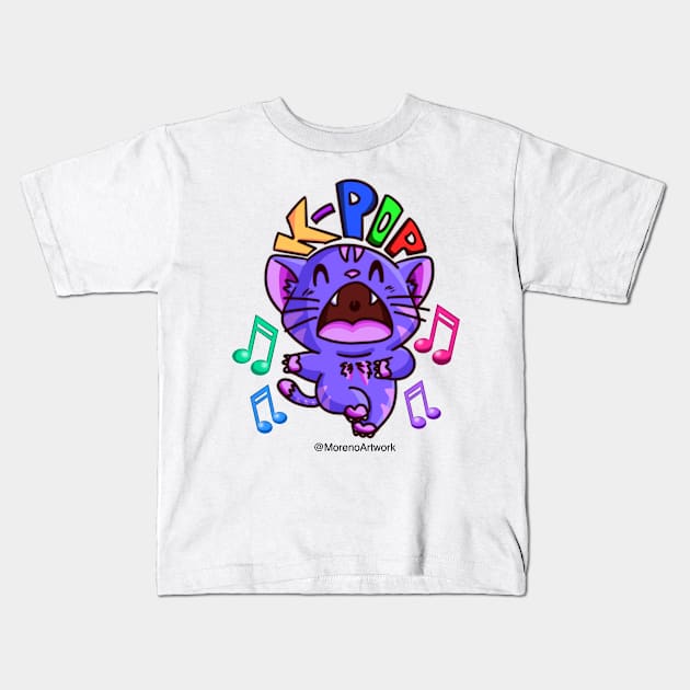 Giddy Kitty (K-POP) Kids T-Shirt by MorenoArtwork